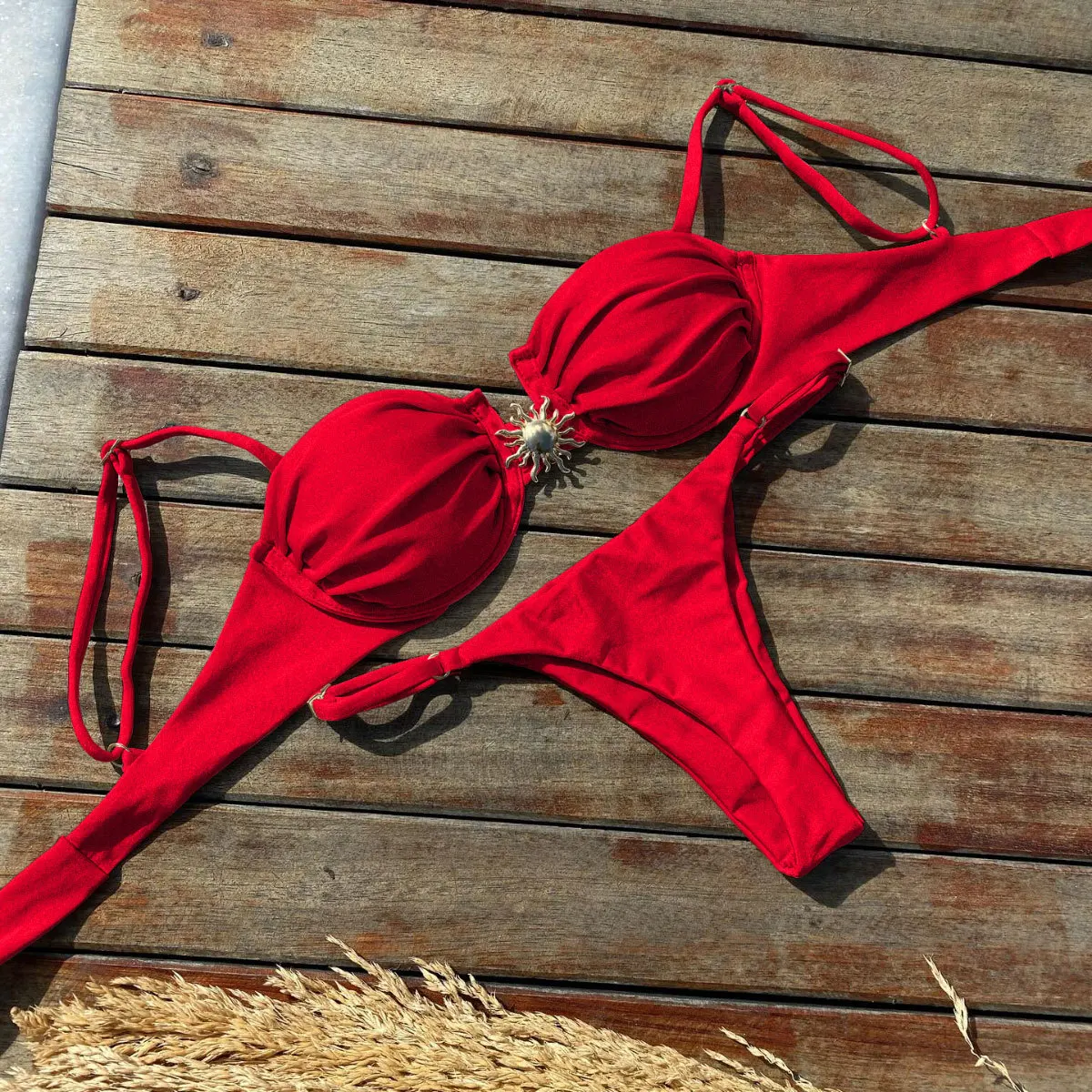

2025 Push Up Bikinis Women Swimsuits Solid Padded Women Swimwear Vintage Female Swimsuit Low Waist Biquini Bathing Suit