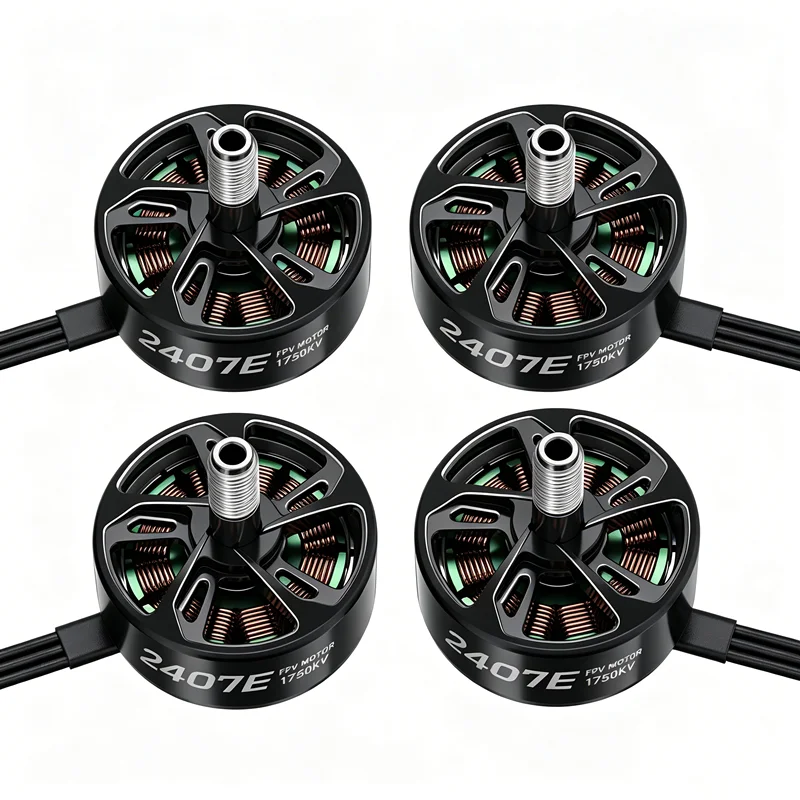 Black Gloss Edge GEPRC SPEEDX2 2407E 4PCS Motor Set, 39g Lightweight 12N14P for Long Range Freestyle Drone