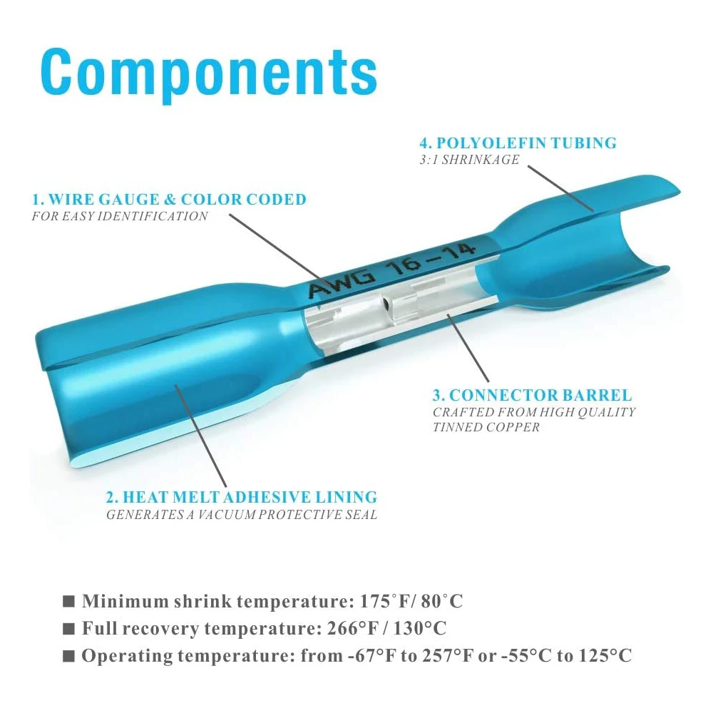 IWS-2210H Strumento di crimpatura per connettori termorestringenti con 120 connettori termorestringenti da AWG22-10