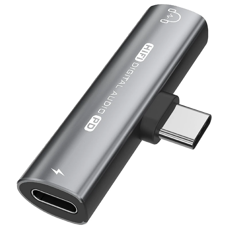 T04C-2In1 USB Type-C To USB C/3.5Mm Earphone Adapter Headphone DAC Audio Converter 32Bit/384Khz Digital Decoder PD27W