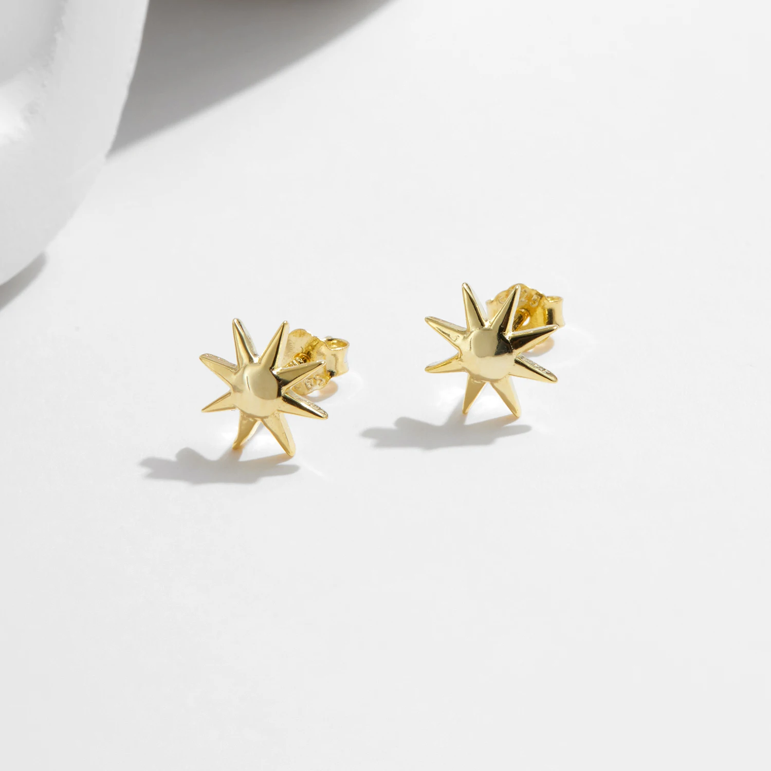 MODIAN 925 Sterling Silver Trendy Delicate Golden Color Sun Unisex Stud Earrings For Men Women Fine Jewelry
