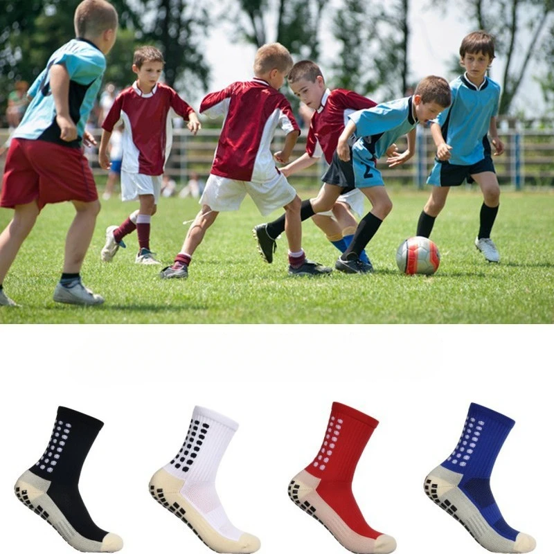 European Cup Children Breathable Sports Soccer Socks Square Silicone Non-slip Grip Football Socks Kids Clothing Accessories