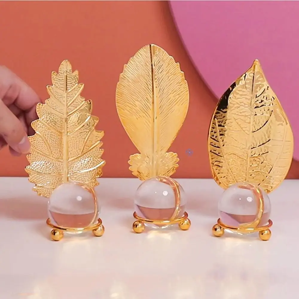 Fine Craftsmanship Leaf Ball Ornaments Rust-proof Non-slip Crystal Ball Table Decoration Vivid Details Artwork Wear-resistant