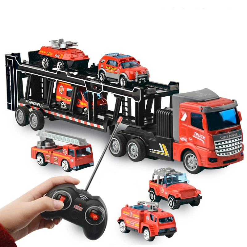 2.4G Radio Remote Control Alloy Double-decker Large Truck Tractor  4CH Charging RC Children\'s Construction Transport Vehicle Toy