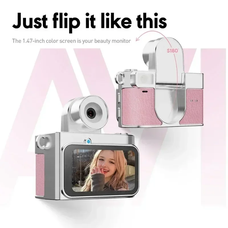 Portable 180° Flip Screen Vlog Camera HD Selfie Camcorder Built-in Fill Light Small Digital Camera For Outdoor Travel