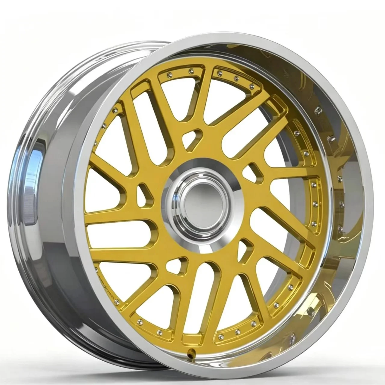 *forNew 20/22/24 Inch 25mm 2 Piece Five Spoke Gold Forged Wheels Black Lip Magnesium Alloy for Escalade Chevrolet