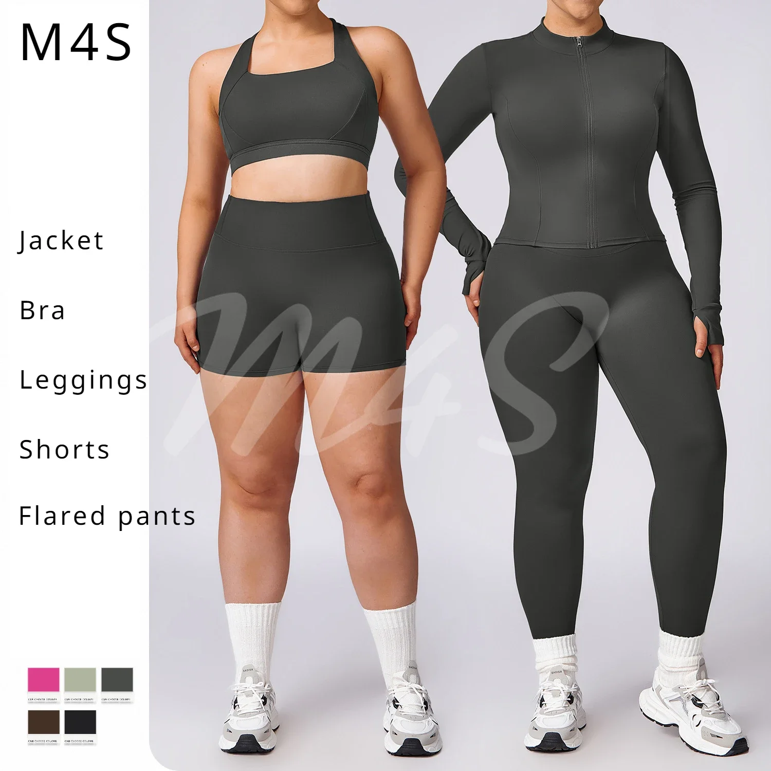 XXXL Yoga Set Plus Size for Women Workout Gym Set Sport Jacket Leggings Women Running Shorts Tracksuit BBW Big Size Flared Pants