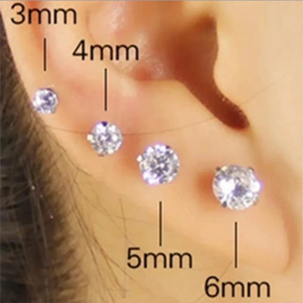 Women's 4 Pairs Elegant Faux Diamond Stud Earrings Set