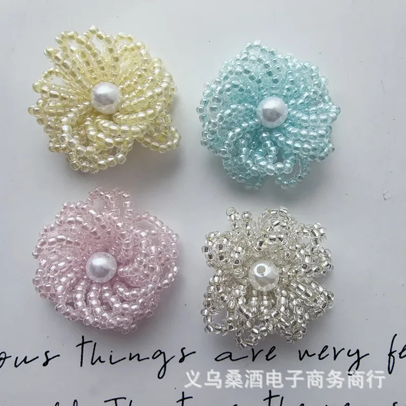 Pearl Beaded Flower Shoe Charm Accessory for Crocs Jelly Shoes DIY 3D Buckle Decoration Korean Style Crystal view 3