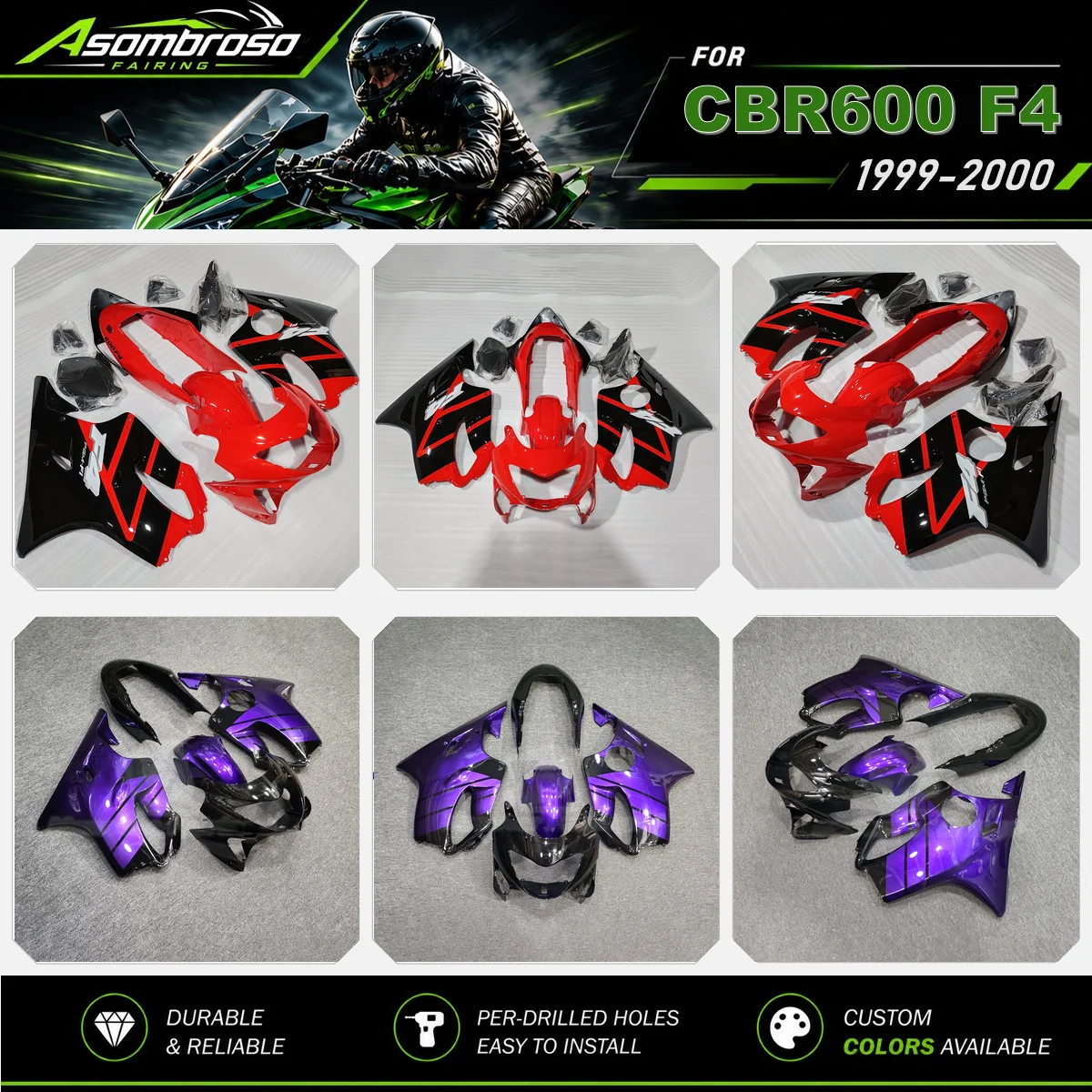 CBR600F4 1999-2000 Verkleidungskit ABS-Spritzguss Komplettes Motorrad-Karosserieset für HONDA CBR 600 F4 Verkleidung