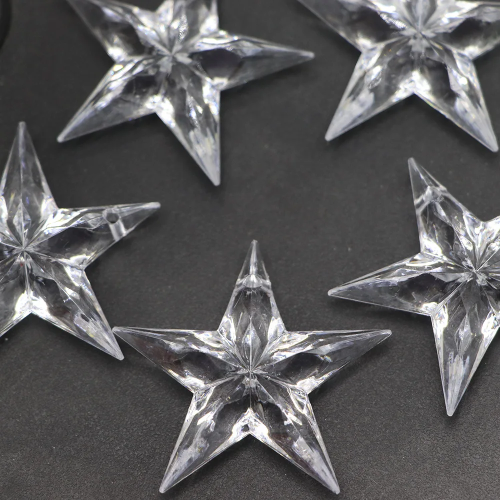 Camal 3 قطعة 53 مللي متر الاكريليك ستار 2 ثقوب واضح على شكل قلادة الثريا الستار حفل زفاف الإضاءة جزء عيد الميلاد معلقة