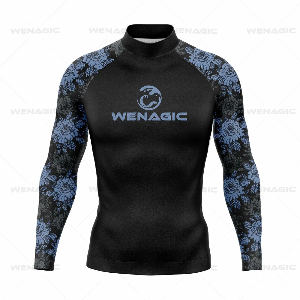 New Summer Men\'s UV Protection Rash Guard Diving Surf T Shirt Swimming T-shirt Swimsuit Beach Swimwear Long Sleeve Surfing Suits