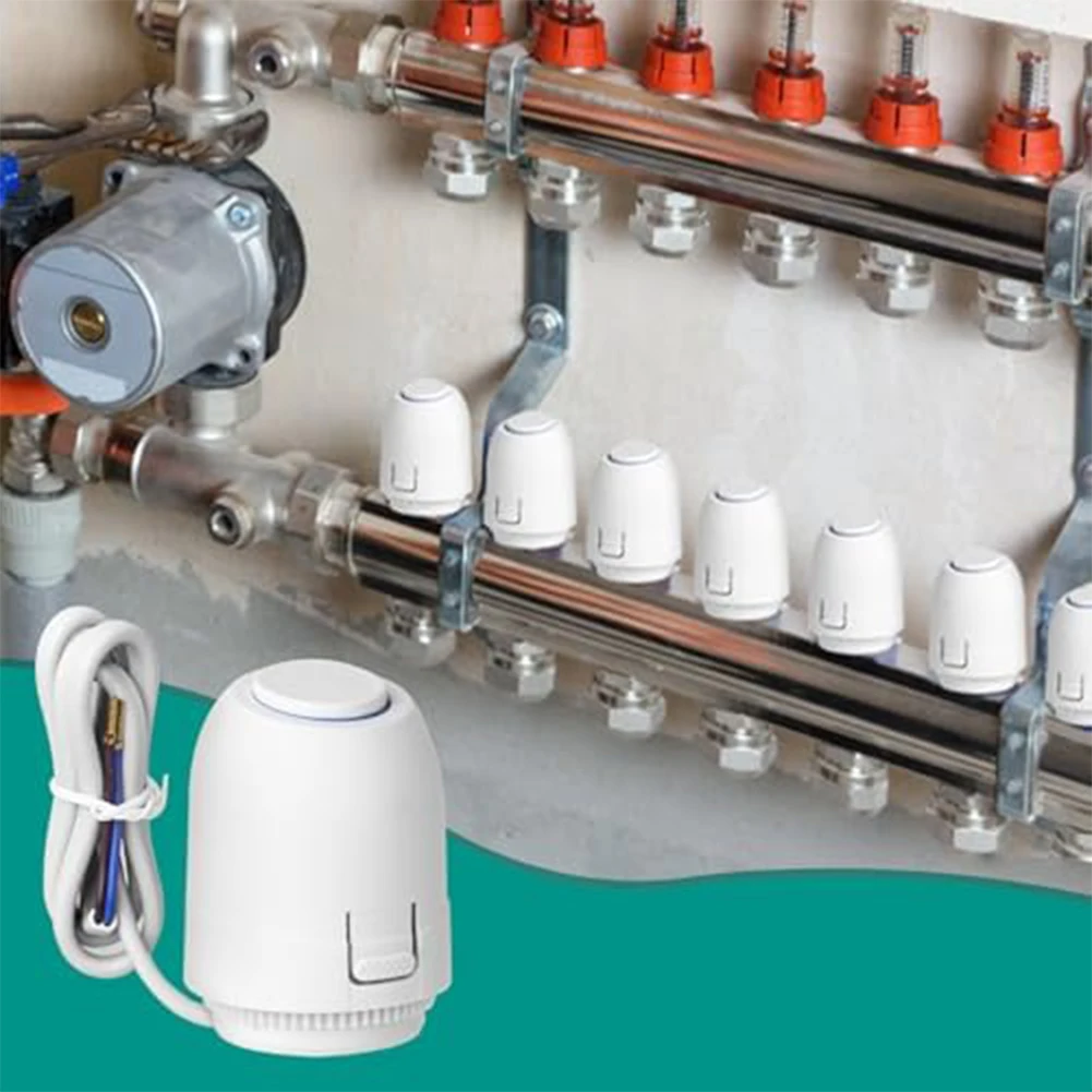 2pcs 230V Thermostatic Valve Thermostat Radiator Actuator Underfloor Heating Actuator M30x1.5- Normally Closed Water Distributor