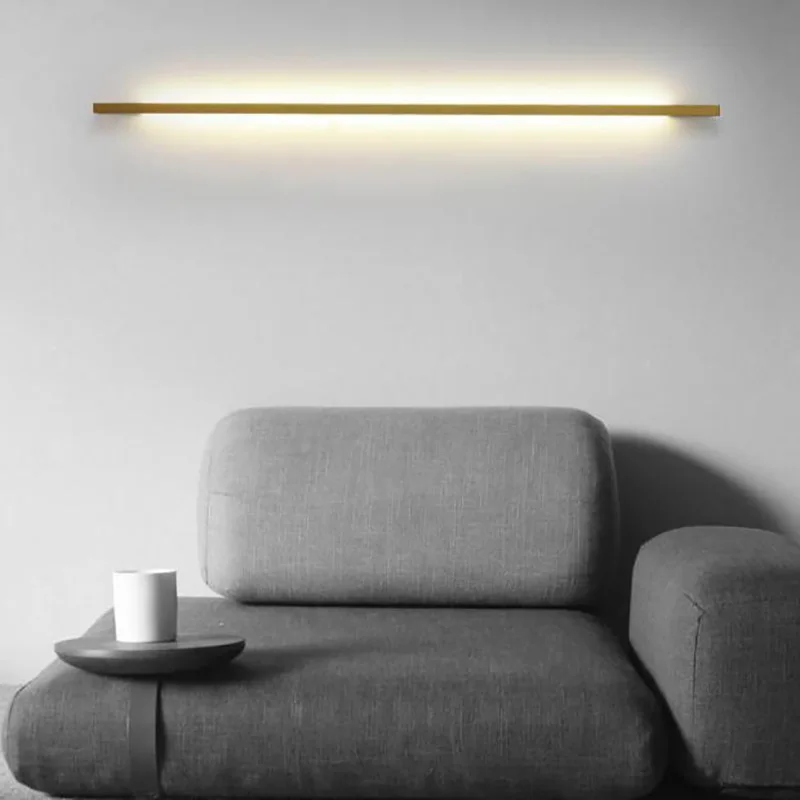 Imagem -05 - Tubo Linear Simples Moderno Lâmpada de Parede Led até Baixo Fundo Oposto Luz de Parede Led Foyer Cabeceira Corredor Ouro Preto Led Sconce