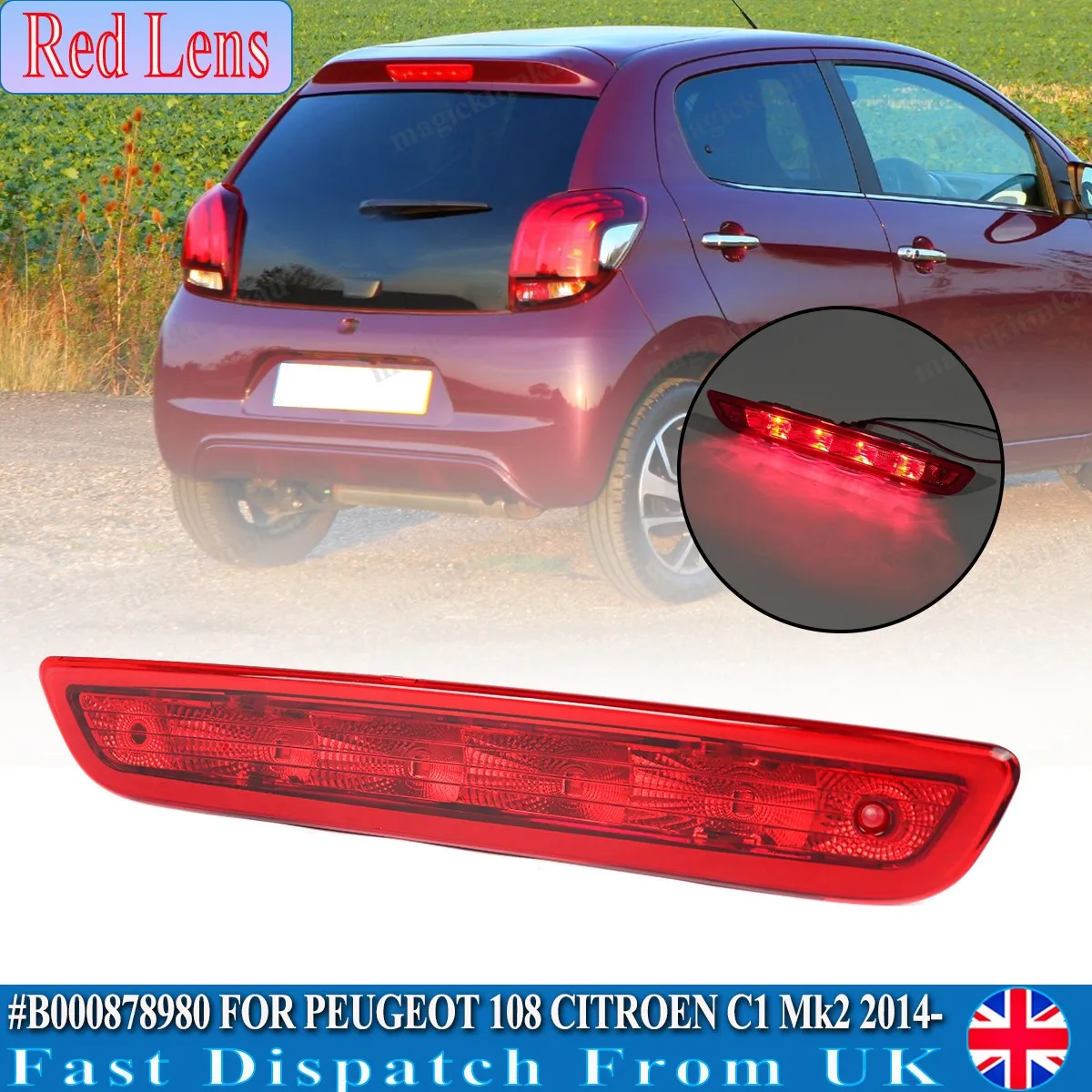 

Задний сигнальный фонарь для PEUGEOT 108 CITROEN C1 Aygo Mk2 2014-2019, дополнительный стоп-сигнал, прямая замена