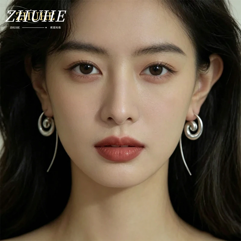 

Modern Copper Jewelry Accessories Men Women Simple Spiral Hoop Earrings Cool Swirl Wire Dangle Ear Ornaments Trendy Casual Daily