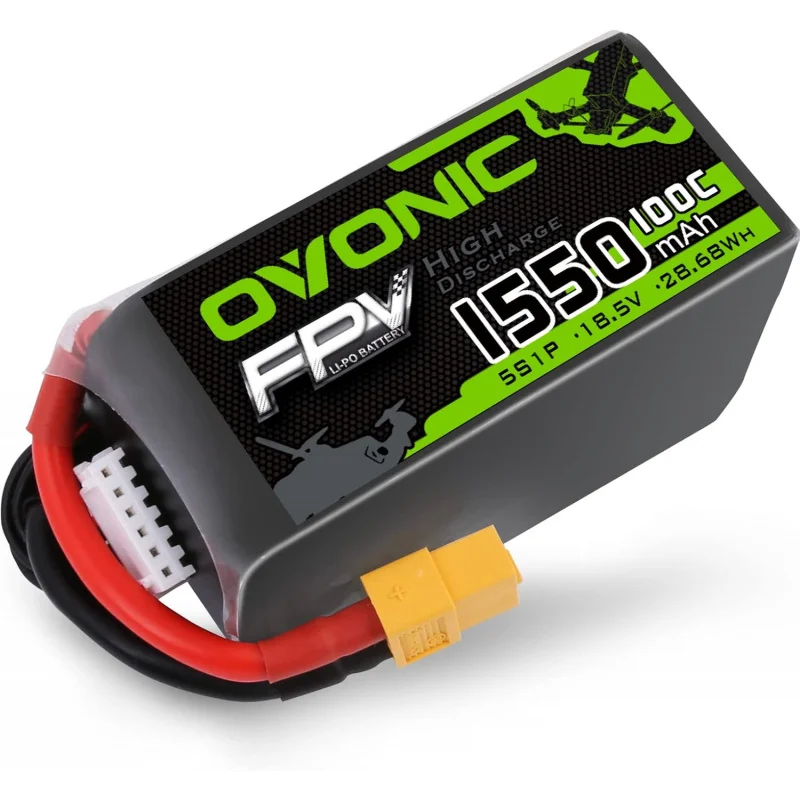 OVONIC 5s Lipo Battery 100C 1550mAh 18.5V Lipo Battery with XT60 Connector for RC FPV Racing Drone Quadcopter