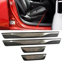 4PCS Plastic Stainless Steel For 2013-2022 Mazda CX-5 CX5 CX 5 MK1 MK2 Door Sill Pedal Scuff Plate Sequins Cover Car Accessories