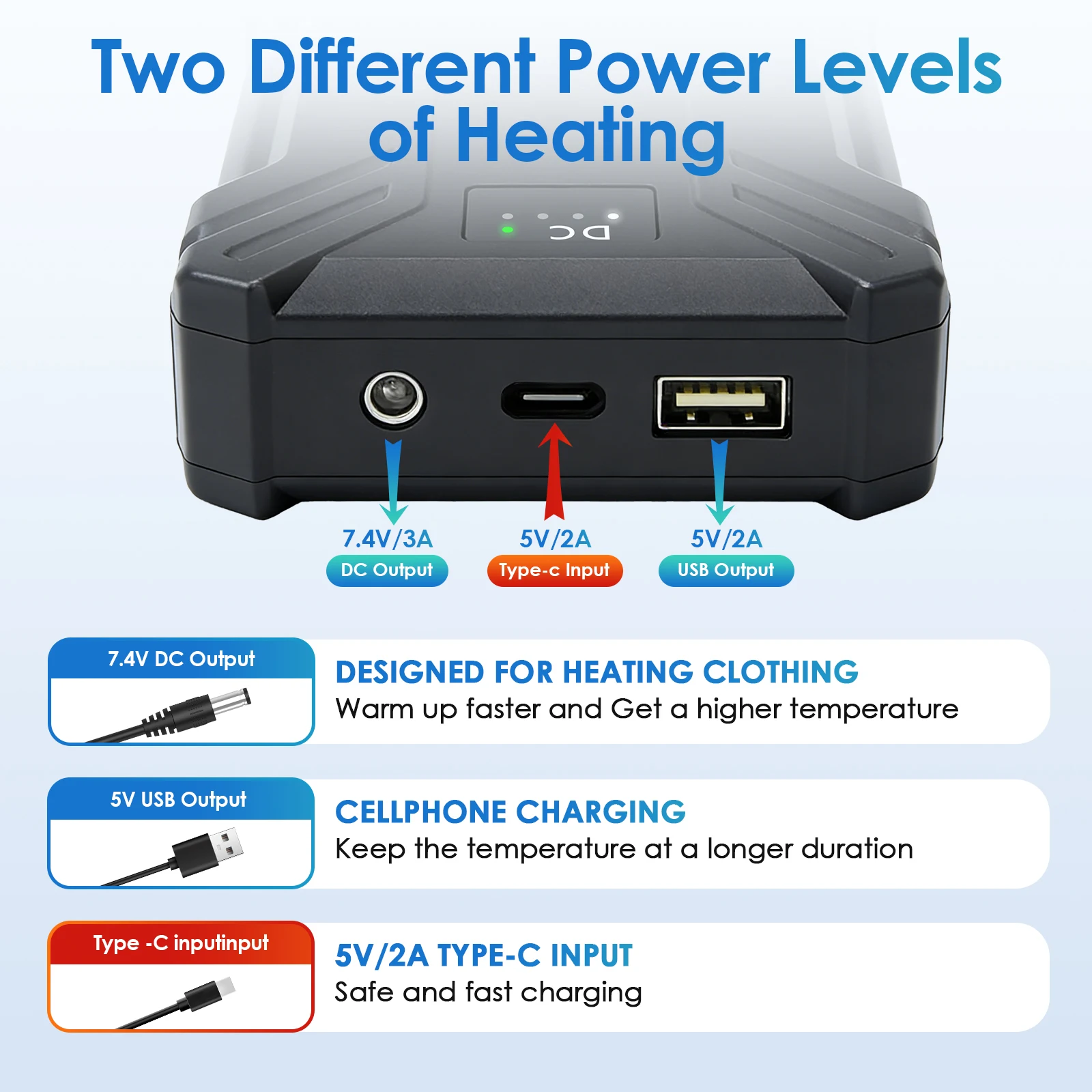 Powerbank 30000mAh Portable Heating Mobile Power Supply for Heating Vest Jacket Gloves Electric Heating Equipment DC Power Bank