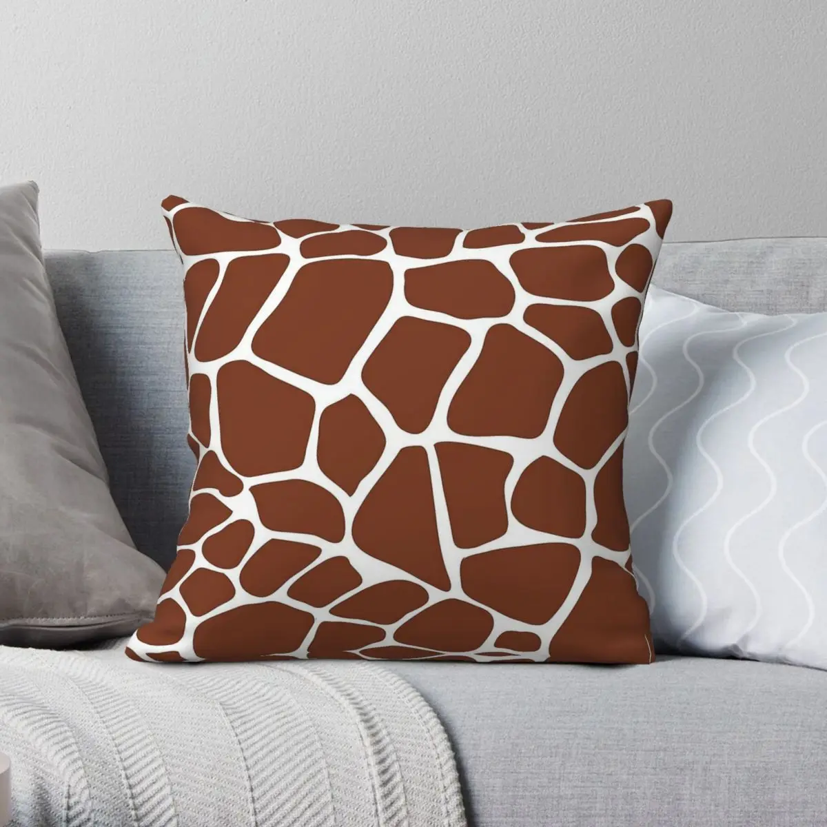 Chic Brown Giraffe Square Pillowcase Polyester Linen Velvet Creative Zip Decor Pillow Case Bed Cushion Cover 45x45