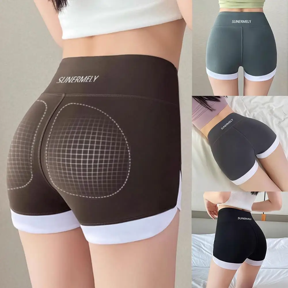 

Women's Yoga Shorts Three-point Shark Pants No Embarrassment Line Hip Lift Thin Sports Leggings Contrasting Color Safety Pants