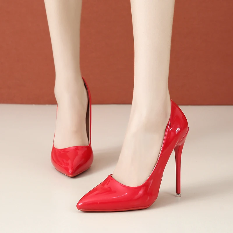 Summer Sexy Super High Ethnic Pumps with Thin Heels and Pointed Toe for Office Career Red Bottom High Heels Zapatos De Mujer