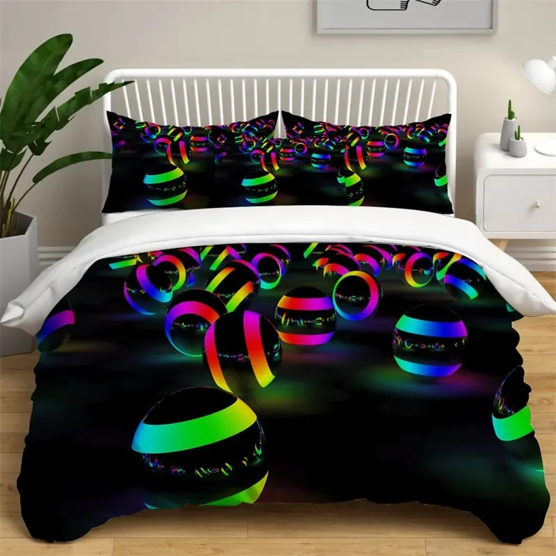 Colorful Glass Ball Duvet Cover Microfiber Bedding Set King Queen Size For Adults Kids Bedroom Decor Psychedelic Comforter Cover