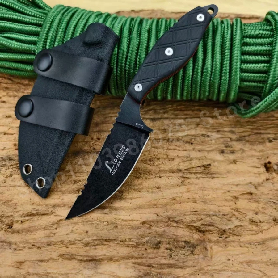 

TO/PS V040 Tactical Knife 8Cr13Mov Blade G10 Handle Ideal for Outdoor Camping Survival, EDC and Emergency Escape Men's Gifts