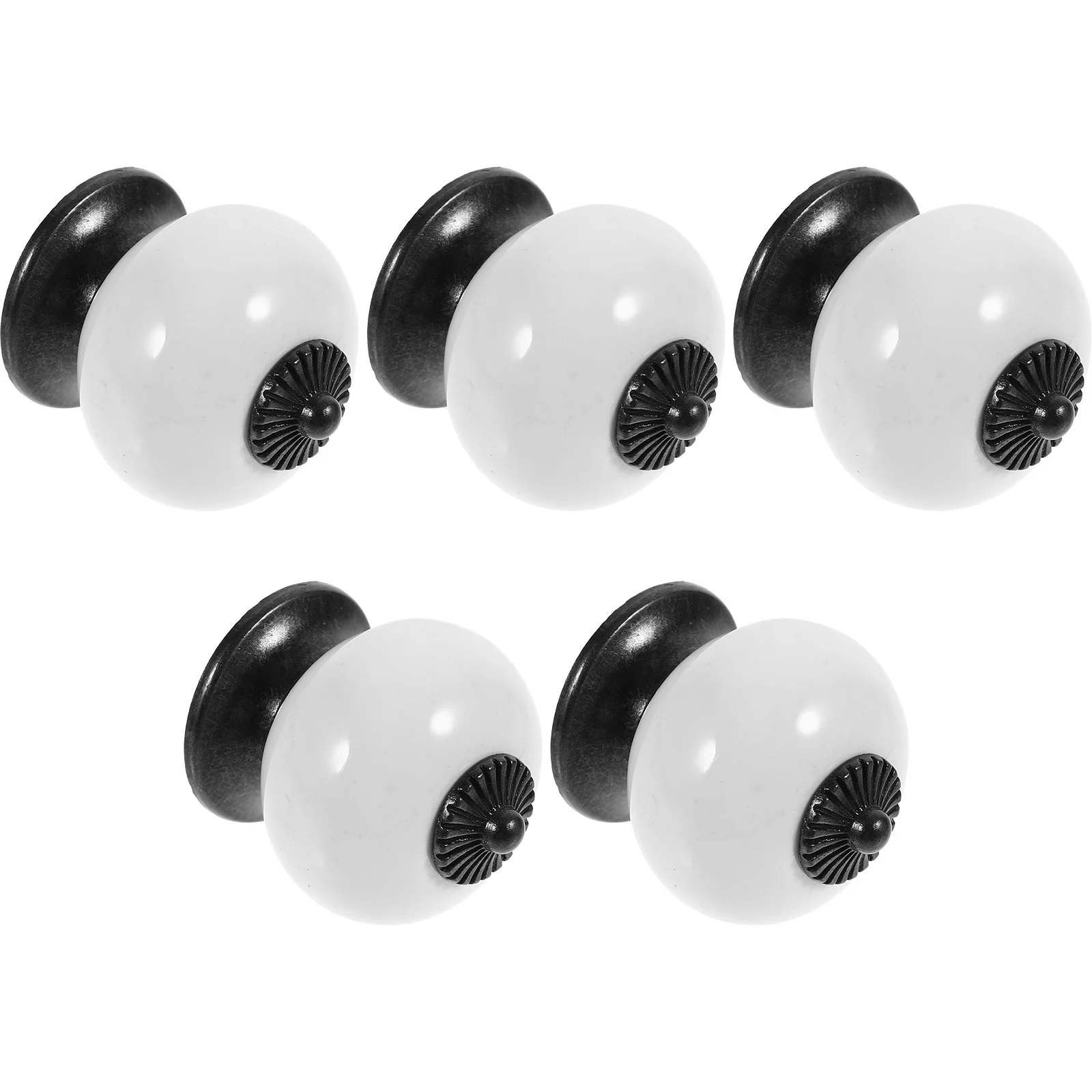 

5Pcs Durable Ceramic Round Door Knobs Pull Handles Black Kitchen Cabinet Drawer 38x38mm Ceramic Cupboard Drawer Knobs