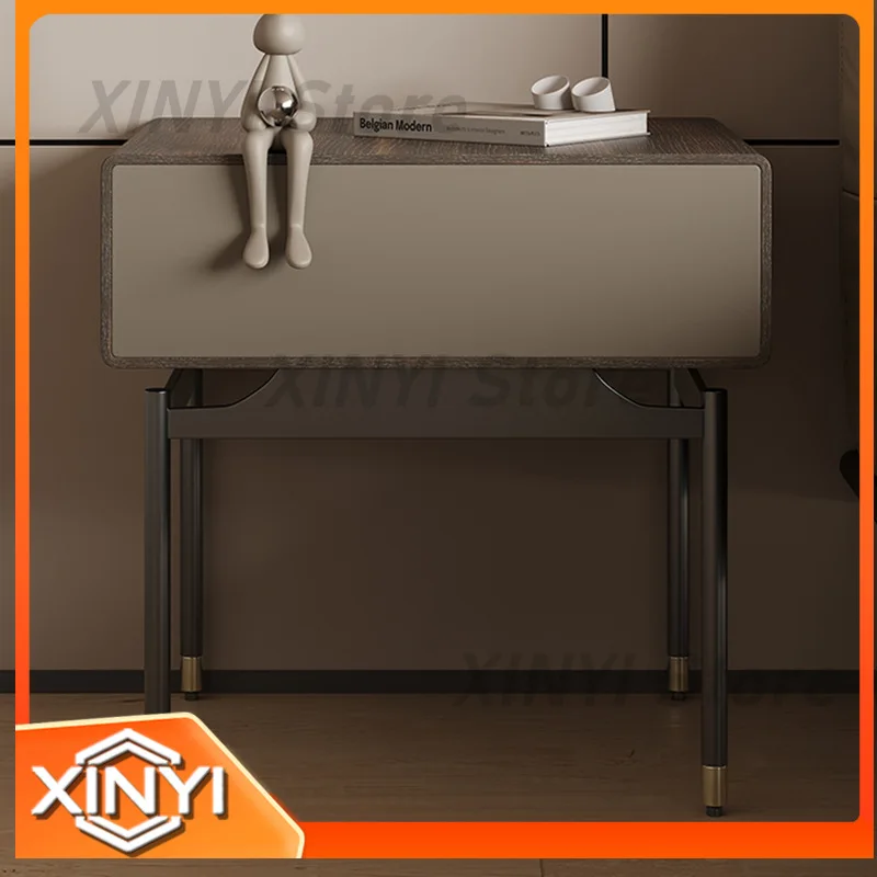 Square Bedside Table for Modern Light Luxury Italian Minimalist Bedroom Home Designer High-End Locker