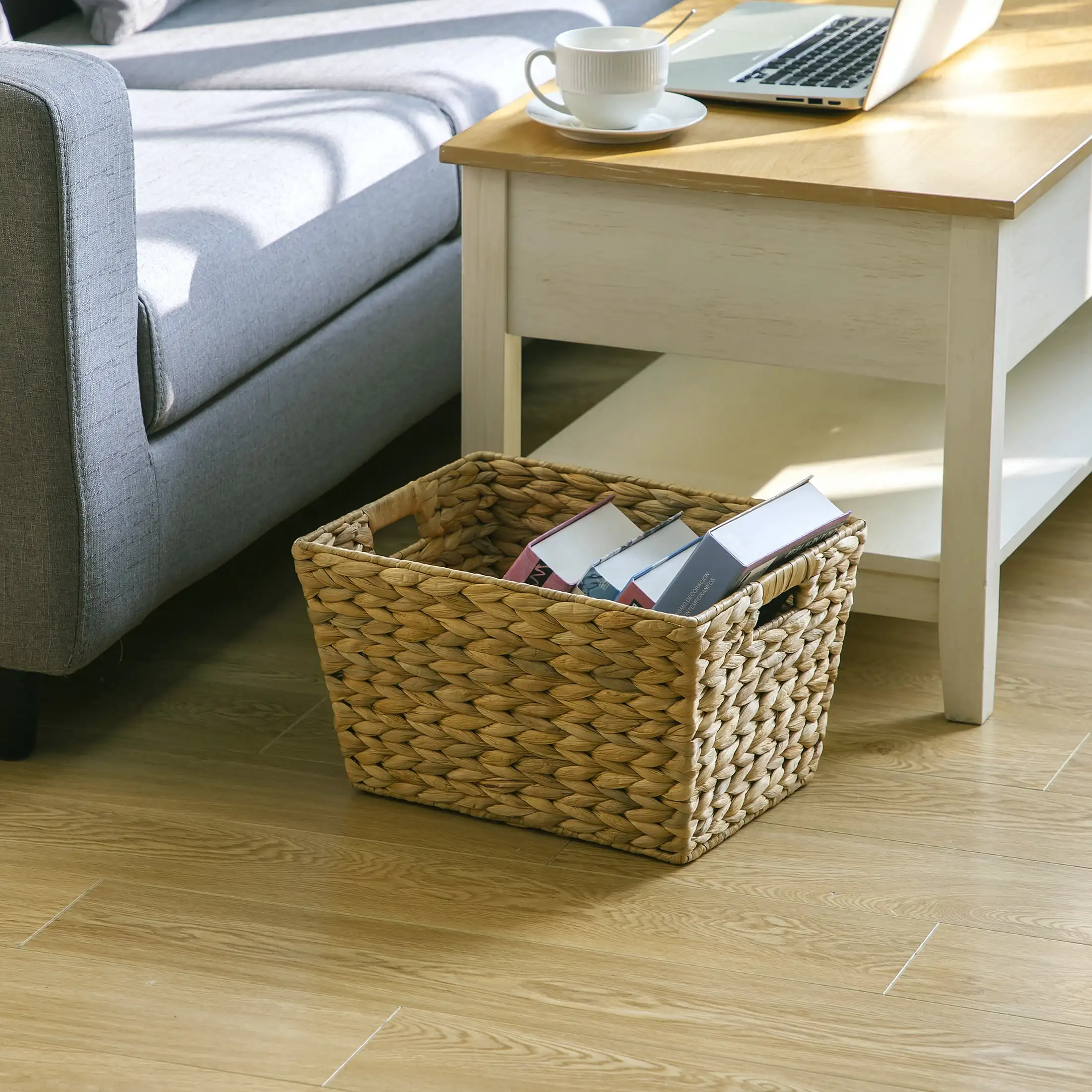 سلة تخزين كبيرة بمقابض، 14.25 بوصة عرض × 11.25 بوصة عمق × 8.5 بوصة ارتفاع #2