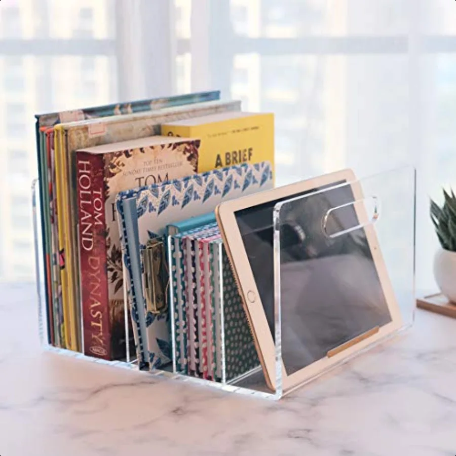Акриловый сортировщик файлов, настольный коллектор файлов, офисный органайзер для файлов, прозрачный 11,4 x 6,7 x 10