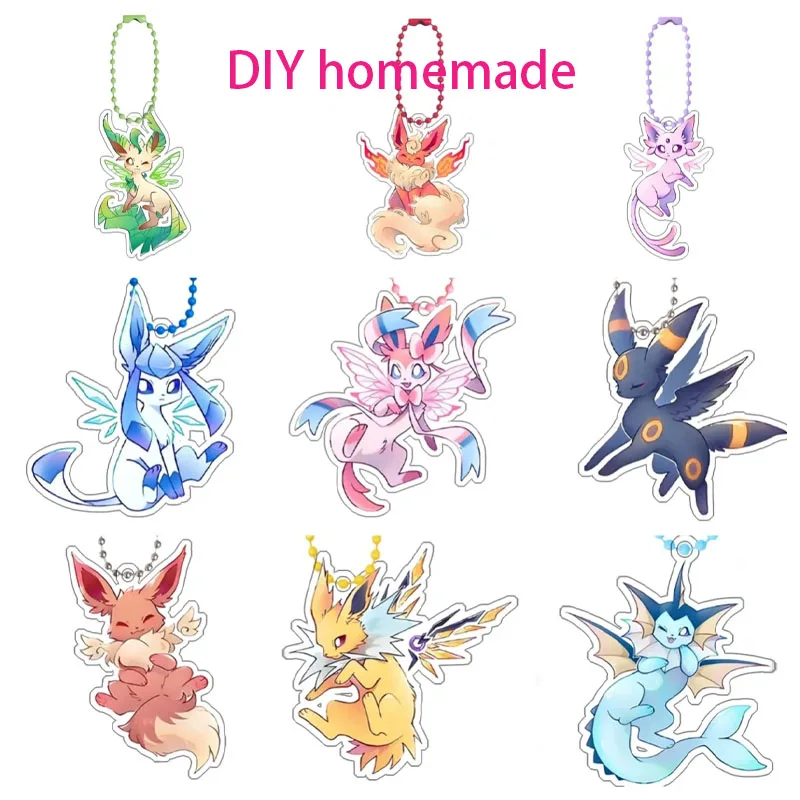 

Pokemon Glaceon Espeon Eevee Self-Made Cartoon Acrylic Key Chain Backpack Accessories Pendant Anime Classics Collection Gift Toy
