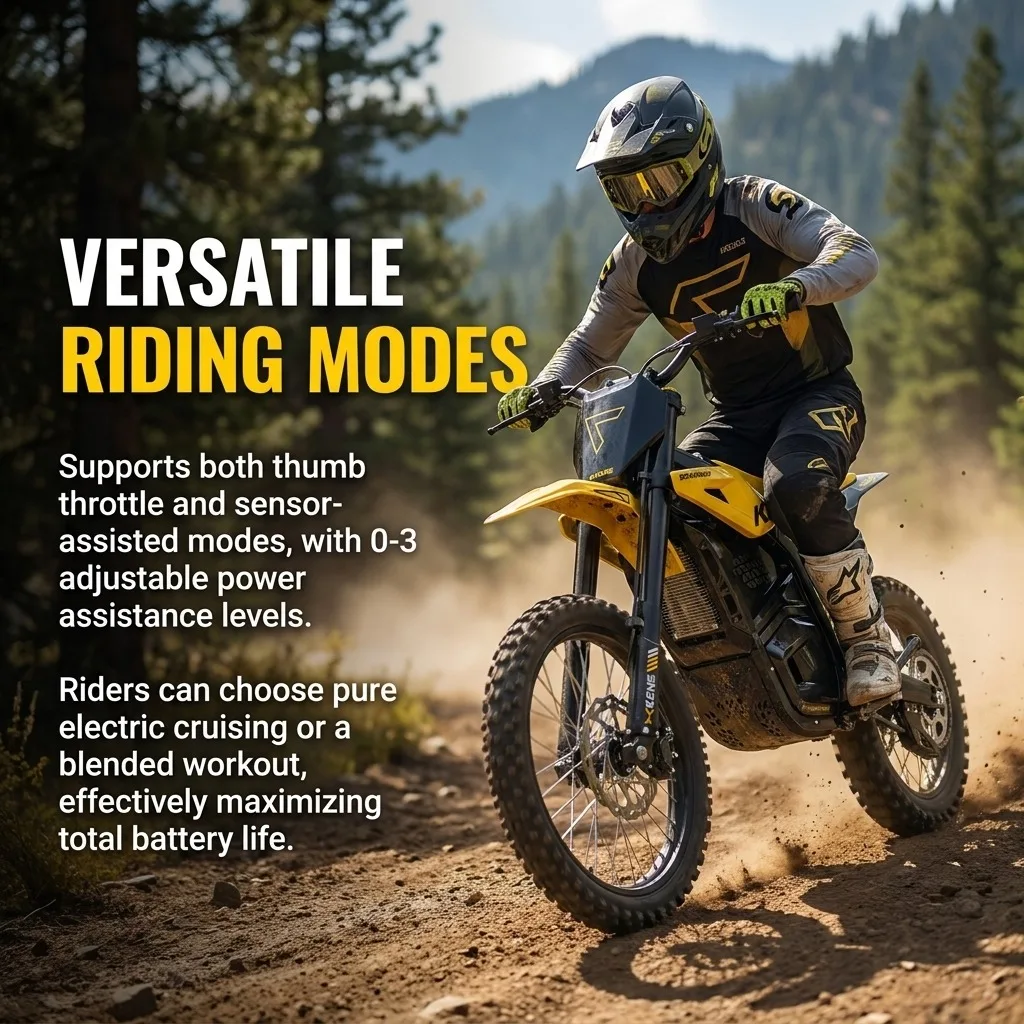 750W Rated Peak 960W Electric Dirt Bike 64km/h Max Speed 40KM Range All‑Terrain Off‑Road E‑Motocycle IPX4 Waterproof for Adult