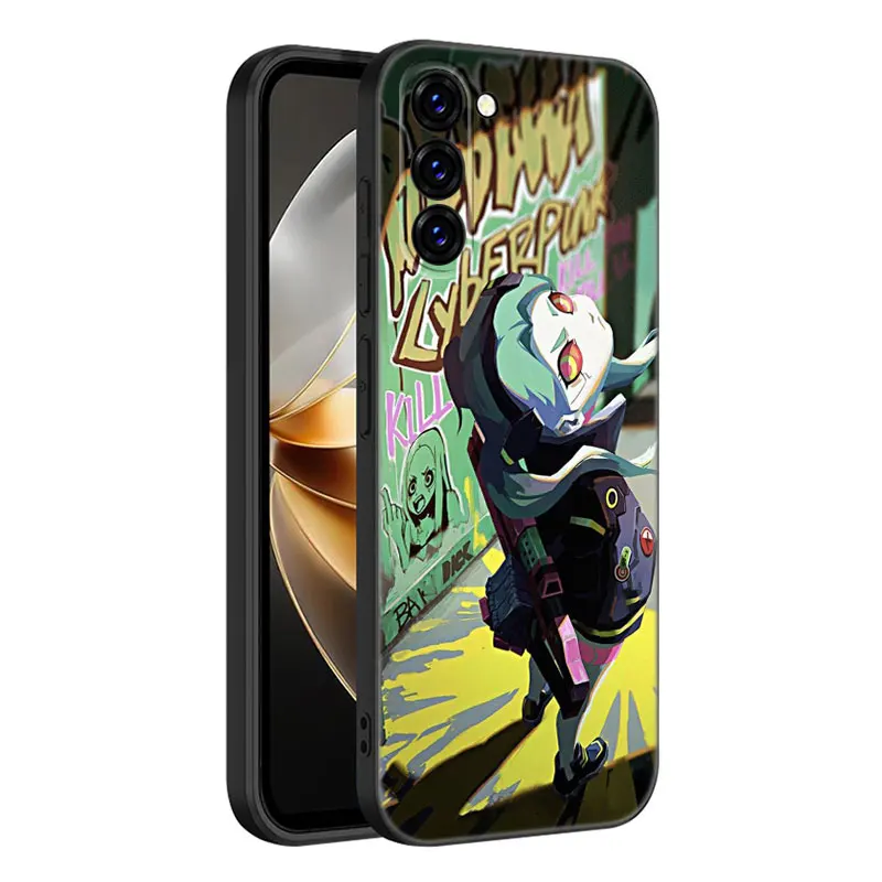 Rebecca Cyberpunk Edgerunners Black Silicone Phone Case For Samsung Galaxy S23 S21 S20 FE S24 S22 Ultra S10E S10 S9 S8 Plus