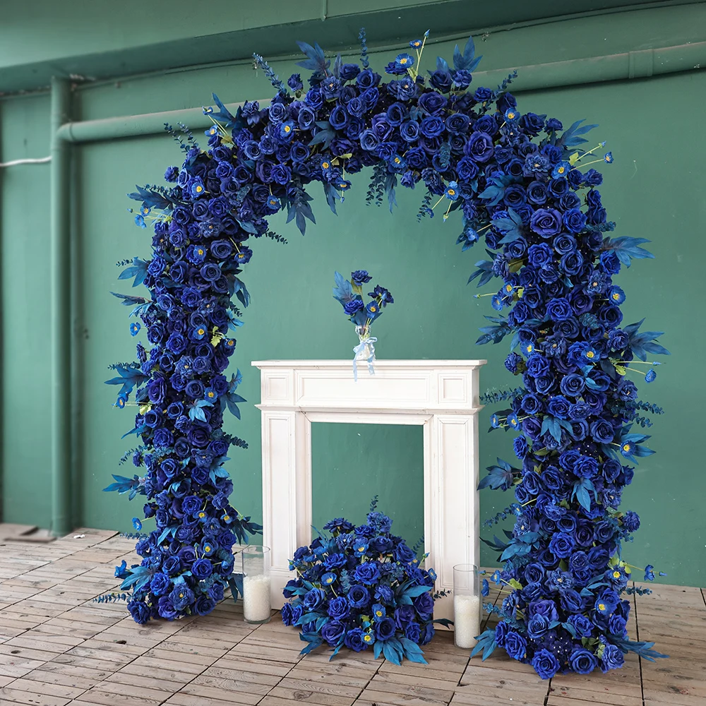 

2m Wide Artificial Royal Blue Arch Floral Arrangements - Ideal for Wedding Party Walkway Entrance & Event Backdrop Decor HY2870