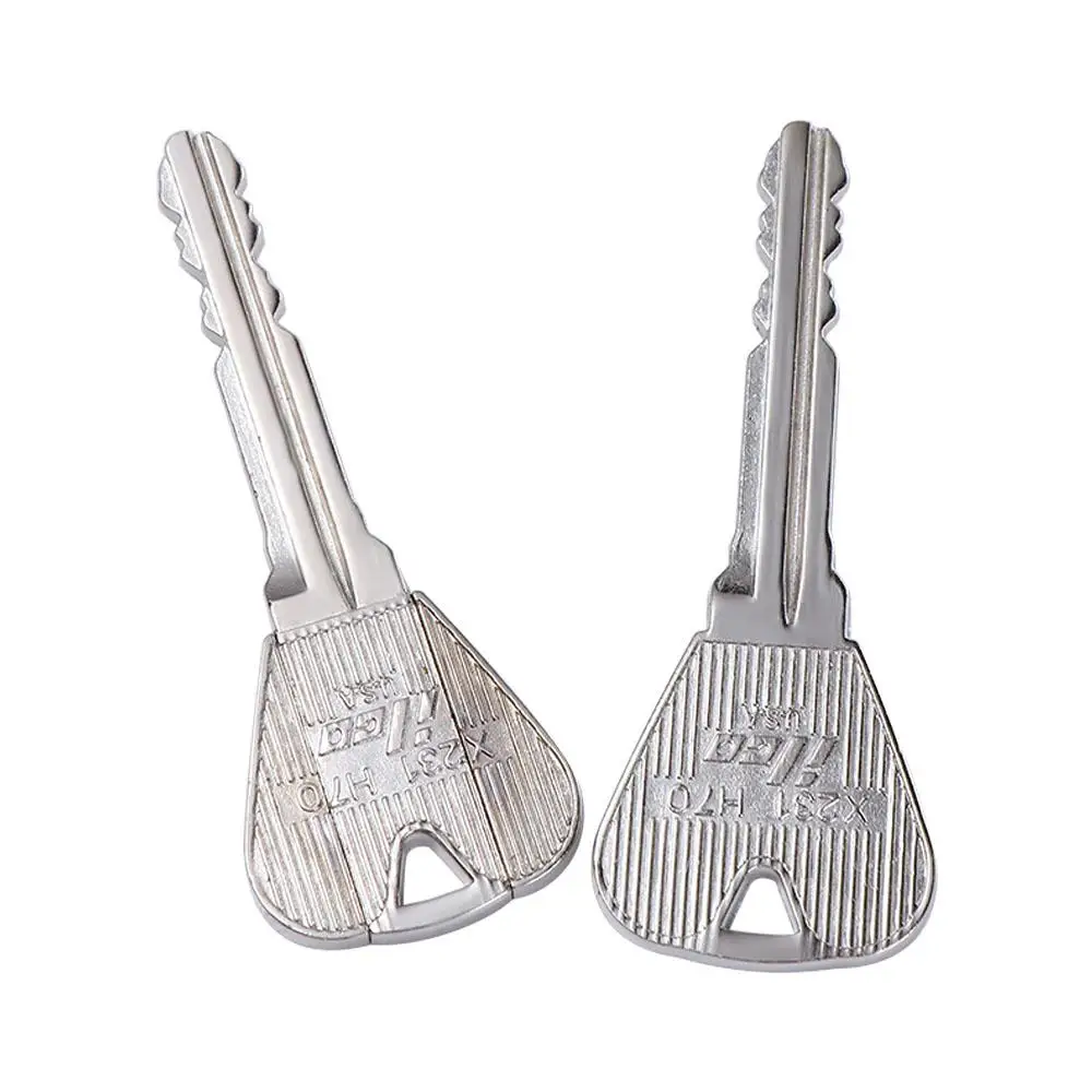 2 Pcs Creative Metal Silver Folding Key Thru Bottle Magican Gifts Stage Performance Penetration Magic Street Trick Toys