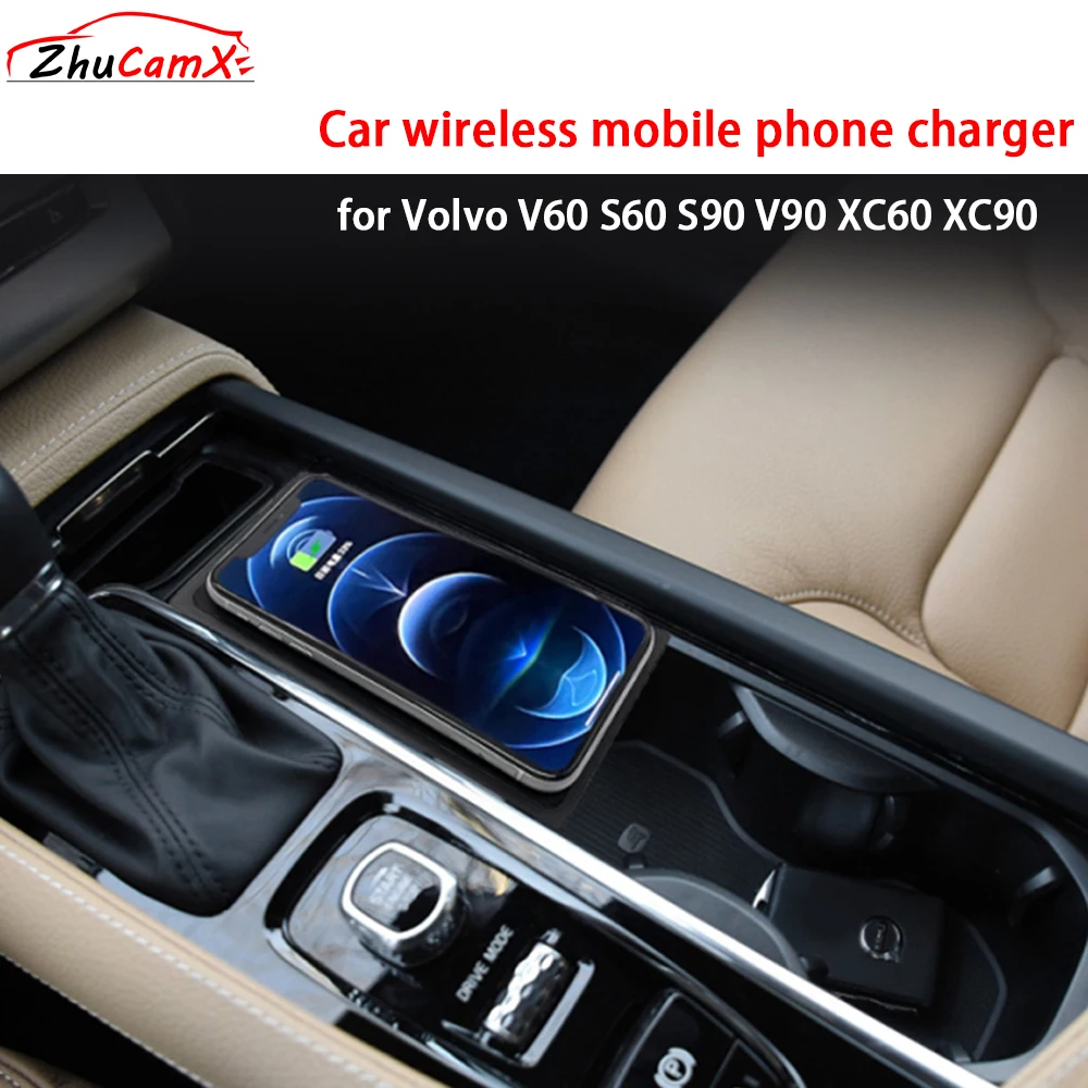 

for Volvo V60 S60 S90 V90 XC60 XC90 Front Cup Holders Wireless Mobile Phone Charger QI 18W iPhone Magsafe Fast Charging Panel