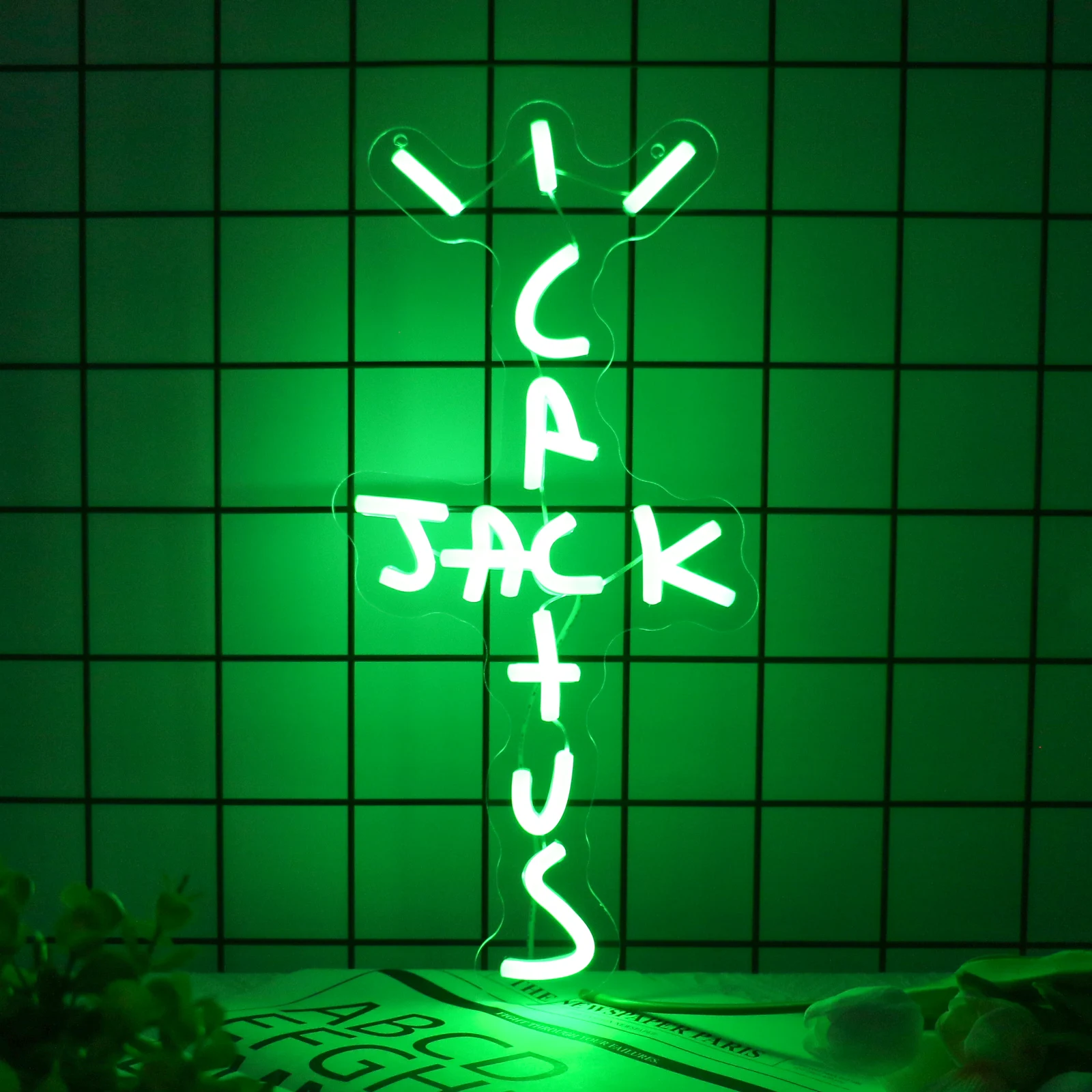 Imagem -04 - Uponray-cactus Jack Red Neon Sign For Bedroom Wall Decor Escritório Homem Caverna Cerveja Bar Pub Natal Birthday Party