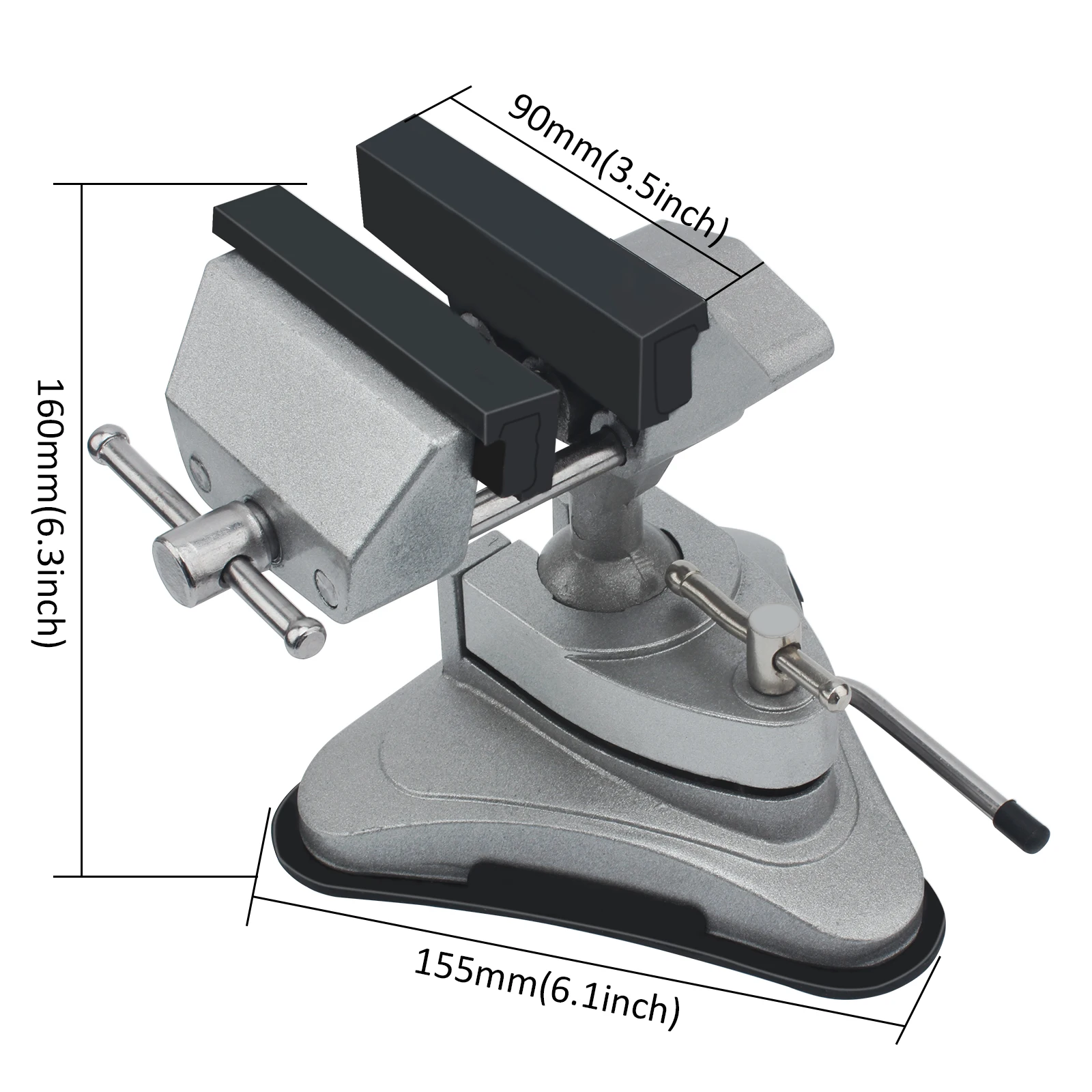 Mini Vacuum Base Vise Portable with 360°Swiveling Head and Powerful Suction Multi-Angle Pivoting Small Vice