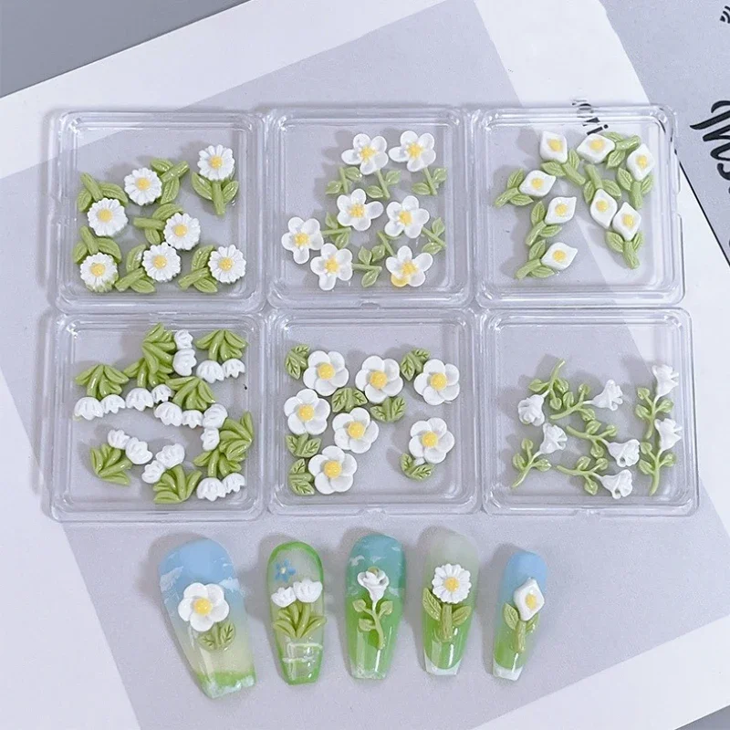 Fascino per unghie con fiocco 3D Accessori per decorazioni floreali per nail art Petali colorati misti Confezione di materiali per manicure fai-da-te Accessori per gioielli
