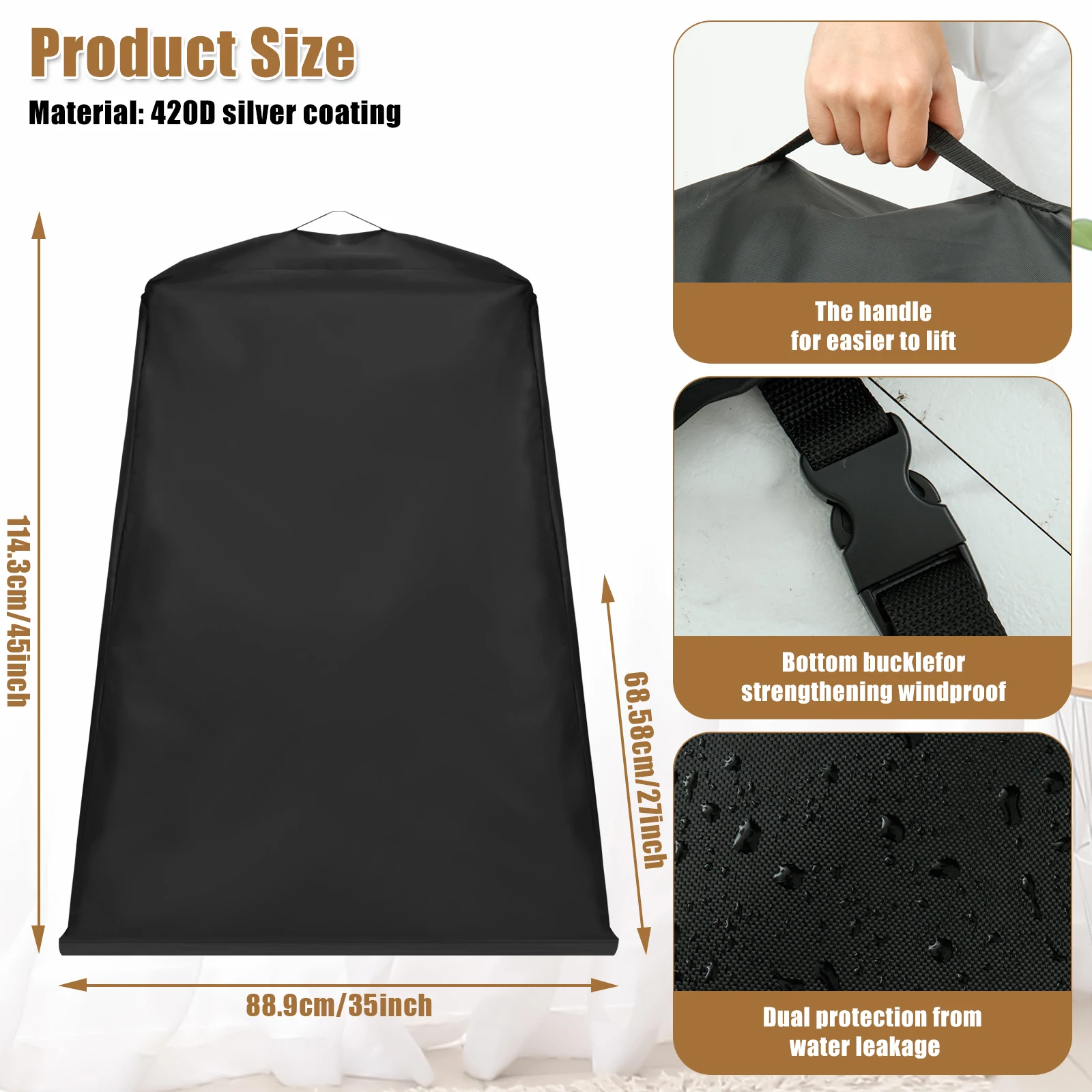 Pizza Oven Cover Waterproof 420D Oxford Cloth Portable Outdoor Grill Oven Protective Cover Camping Outdoor Garden BBQ Accessorie