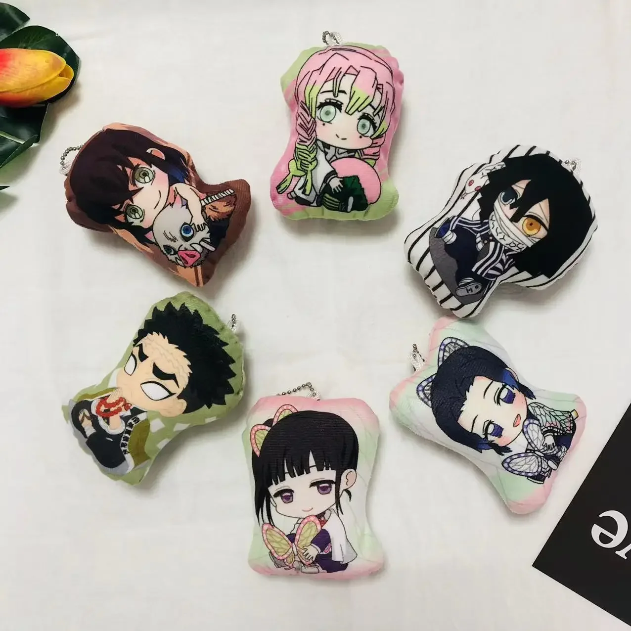 Derivados de animação mini boneca de pelúcia pingente tanjirou nezuko zenitsu inosuke giyuu shinobu macio kawaii de volta às aulas anime