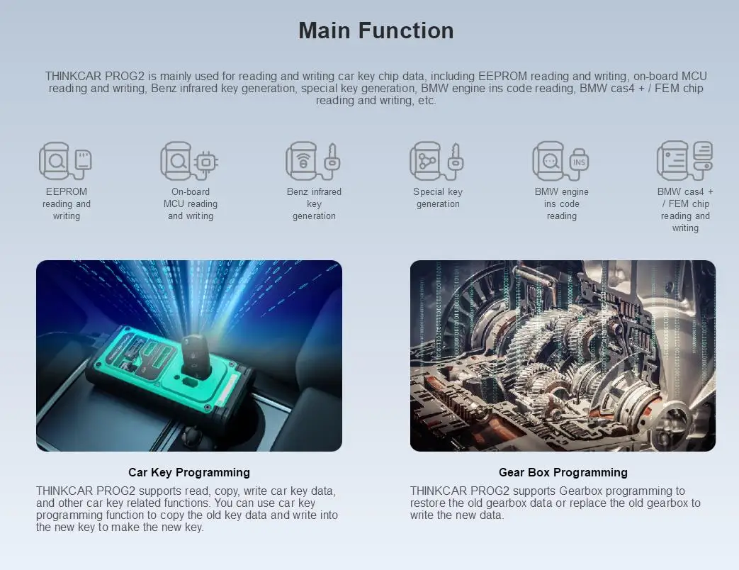 THINKCAR PROG2 PROG 2 Advanced Key Fob Programmer and IMMO Tool For EEPROM MCU Reading Writing For Benz Infrared Key Generation