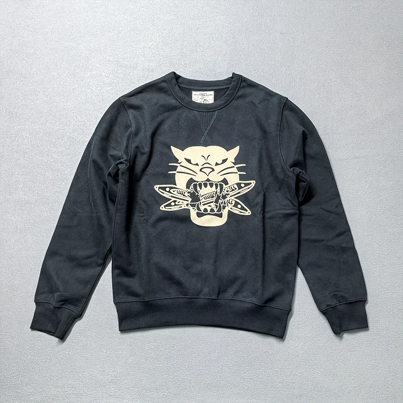 

Весенние новые американские ретро тяжелые толстовки с леопардовым принтом 500 г, мужская мода, пуловер из 100% хлопка, повседневная спортивная одежда