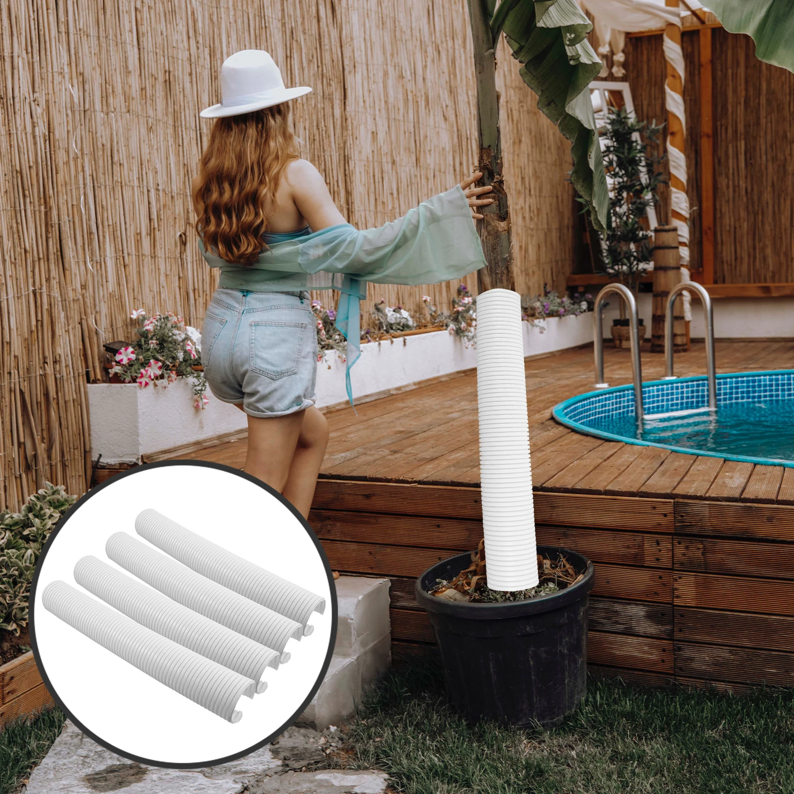 

4pcs Spiral Tree Trunk Protector Pvc Waterproof Guard For Outdoor Indoor Plants Winter Dog Pest Protection