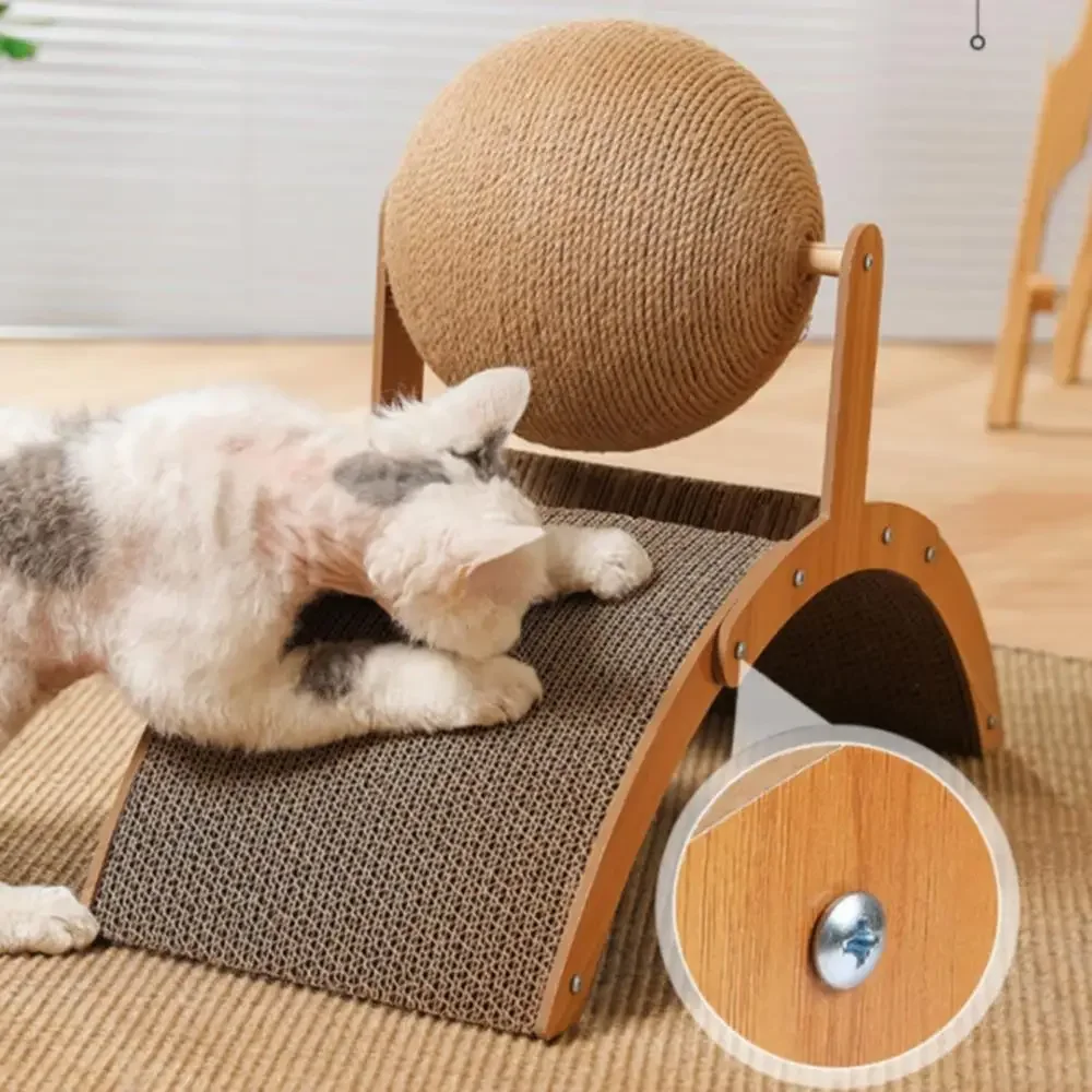 2 In 1 Wear-Resistant Scratching Board Cat Scratcher Sisal Rope Ball Scraper for Cats Claw Sharpener Arch Bridge Cat Toy