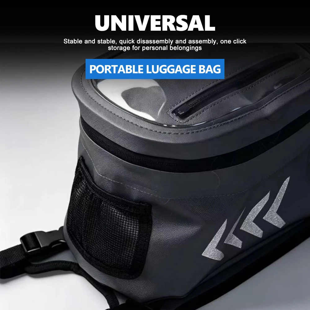 Motorcycle Tank Bag Transparent Phone Viewing Window Wear‑Resistant Waterproof Fabric Adjustable Strap Riding Storage Mod Parts
