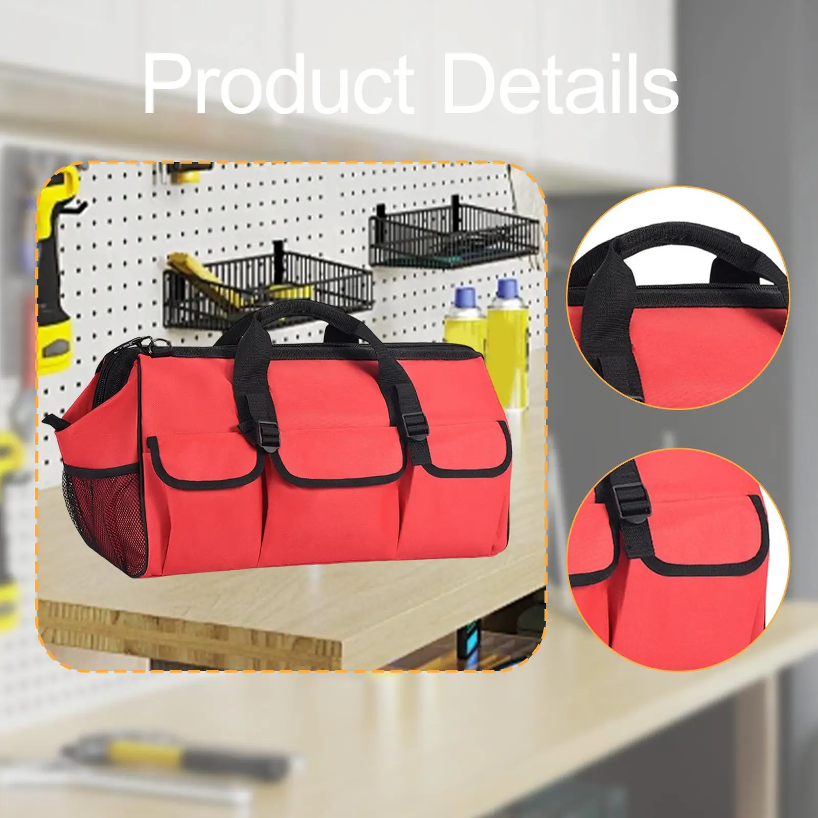 Cleaning Supplies Bag Oxford Large Capacity Tool Organizer Tote Portable Multi Pocket Bag for Home and Car Wash