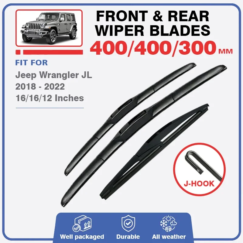 Zestaw piór wycieraczek przednich i tylnych do Jeep Wrangler JL 2018-2022 Szczotka wycieraczki szyby przedniej 2019 2020 2021 Akcesoria